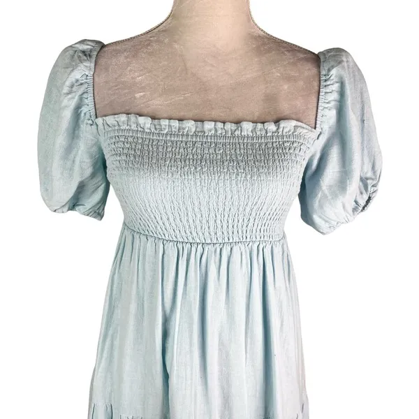 Abercrombie & Fitch Midi Dress XXS Blue Smocked Tiered New - Image 12