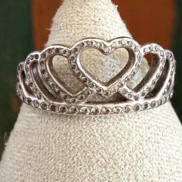 Pandora Sterling Silver Hearts Tiara Ring S925 ALE - Image 5