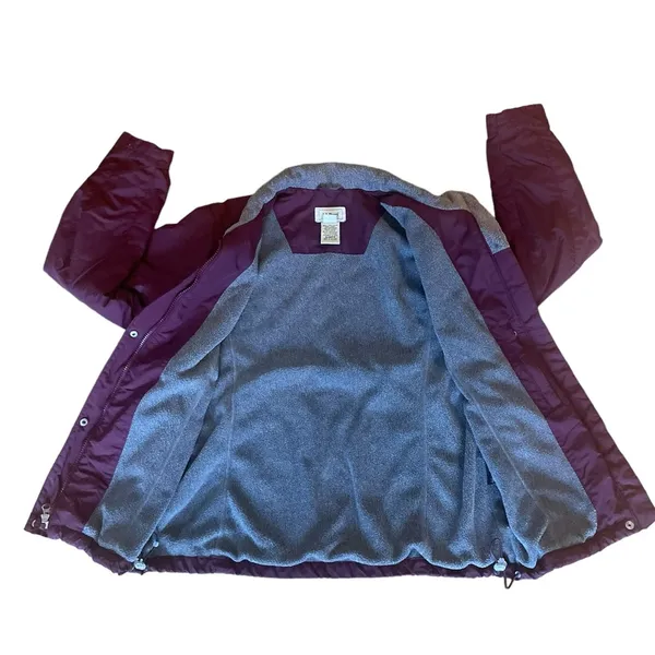 LL Bean Puffer Insulated Fleece Lined Burgundy Winter Coat Womens Size Medium - Image 3