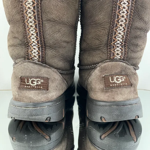 UGG Australia Dark Brown Sheepskin Ultimate Tall Revival Tasman Braid Boots - Image 7