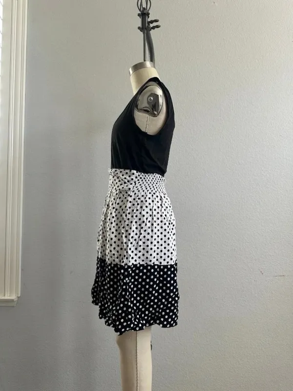 Wet Seal Polka Dot Sleeveless Dress Black White Size Small - Image 2