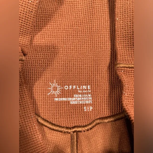 Aerie Brown waffle knit real me 7/8 High-rise Leggings small - Image 8