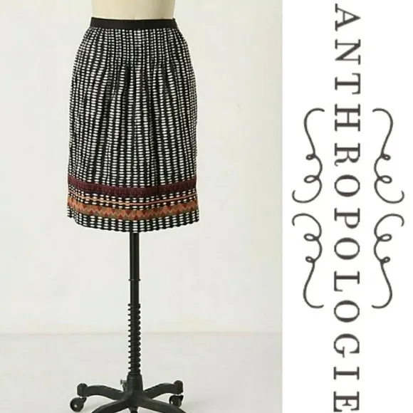 Anthropologie Edme & Esyllte 2 Ribbon Skirt Pleats Beribboned Rings Black White - Image 2