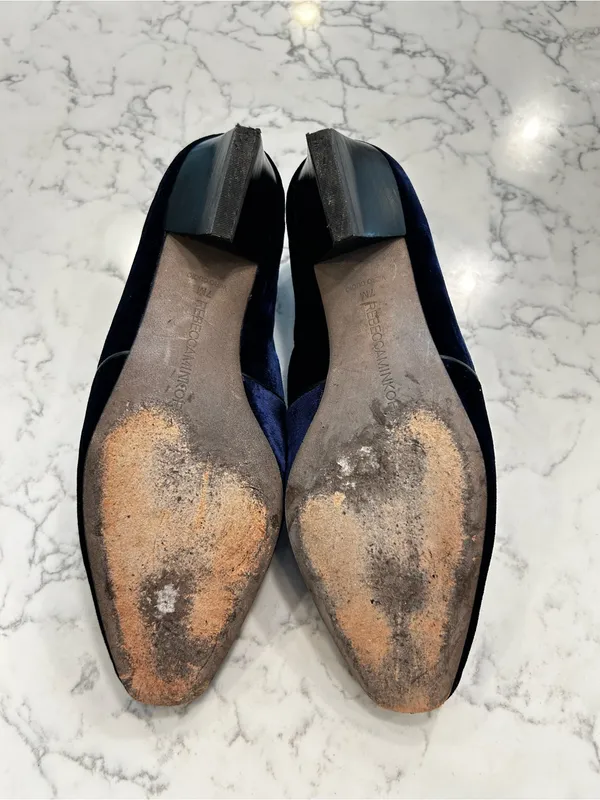 Rebecca Minkoff Navy Blue‎ Velvet Low Heel Loafers Size 7 - Image 9