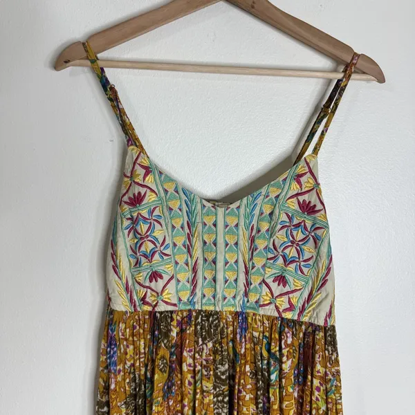 Anthropologie Raga Dress Womens S Floral‎ Embroidered Boho Maxi Spaghetti Strap - Image 2