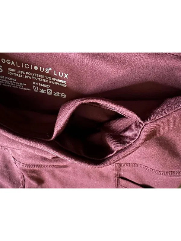 Yogalicious Lux Burgundy High-Waist Pocket Leggings Size S - Image 8