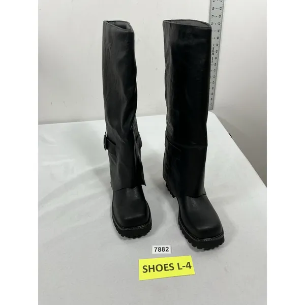 Womans New Teaieui Knee High Pull On Slouchy Fold over Riding Boots 8 Black - Image 3