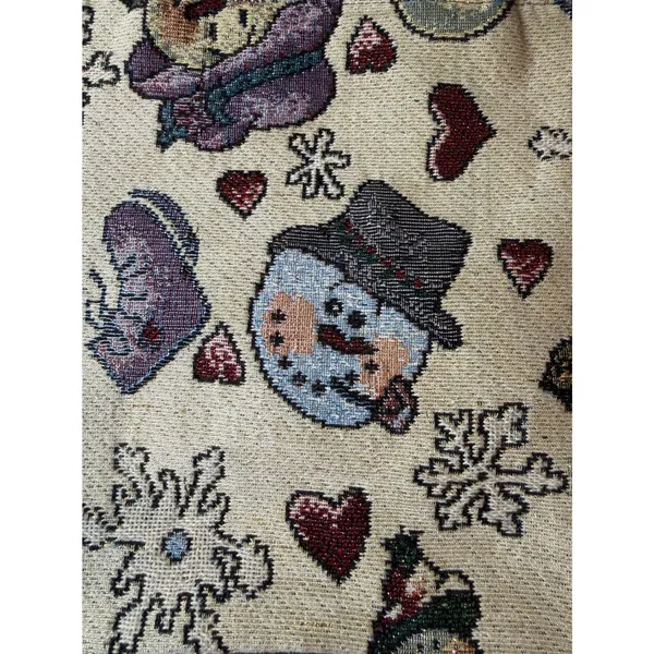 Vintage Blair Snowman Tapestry Tote Bag Winter Christmas‎ Woven Shoulder Purse - Image 9