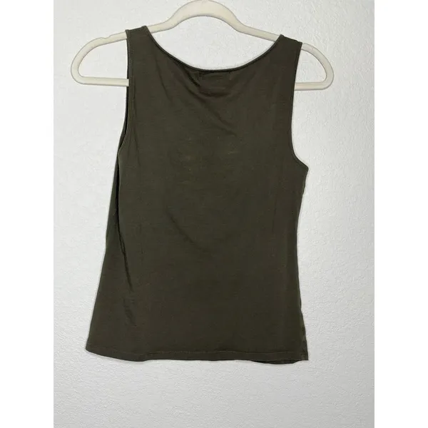 Lauren Ralph Lauren Ruffle Tank Top Olive Green Size S 100% Cotton - Image 5