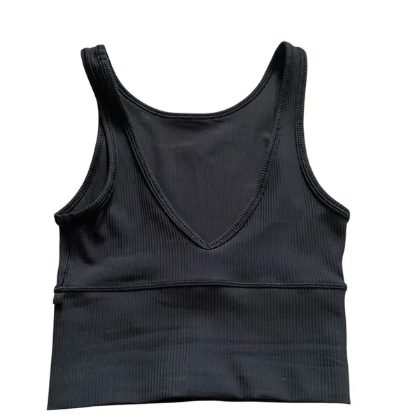 lululemon athletica power pivot ribbed tank top tight fit cropped black size 2 - Image 5