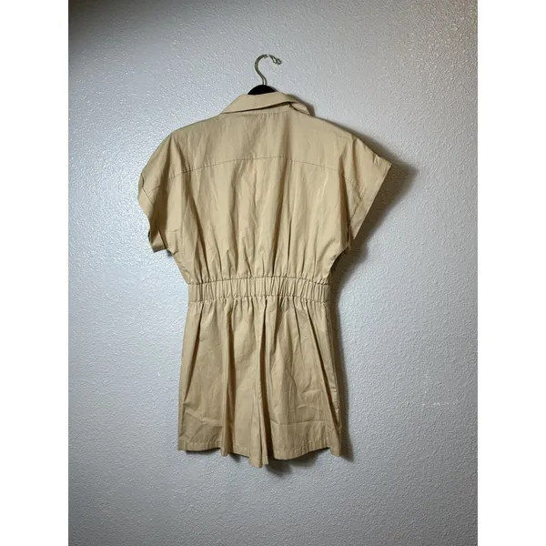 Zara Utility Beige Safari Mini Shirt‎ Dress/jumpsuit Size M - Image 4