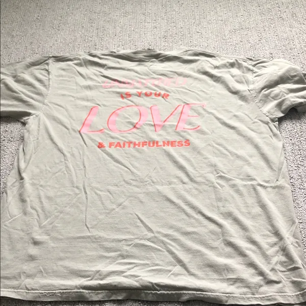 Comfort Colors Light Sage Crewneck T-Shirt with Pink Chest Logo - Image 3