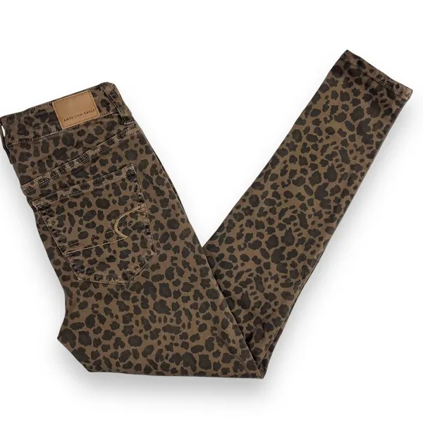 American Eagle Womens Size 6 Leopard Print Super Hi‎ Rise Jegging Skinny Jeans - Image 2