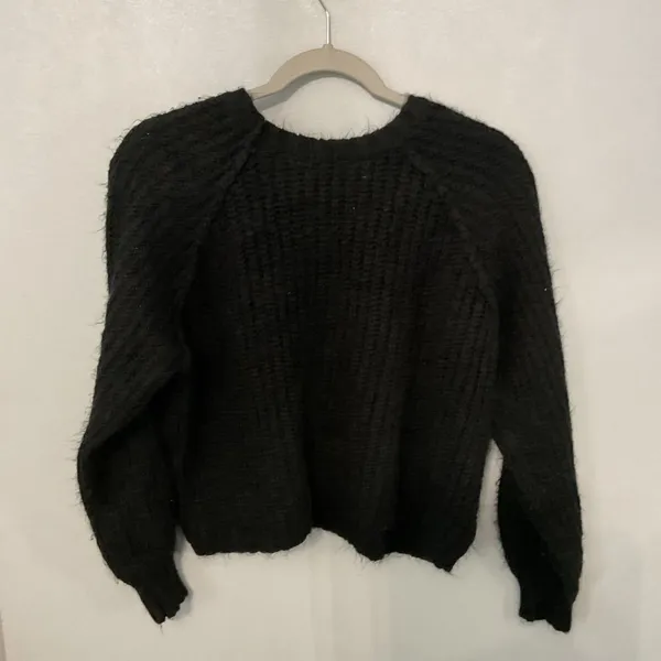 Wild Fable Womens Sweater Black Eyelash Knit Raglan Sleeve Medium - Image 3