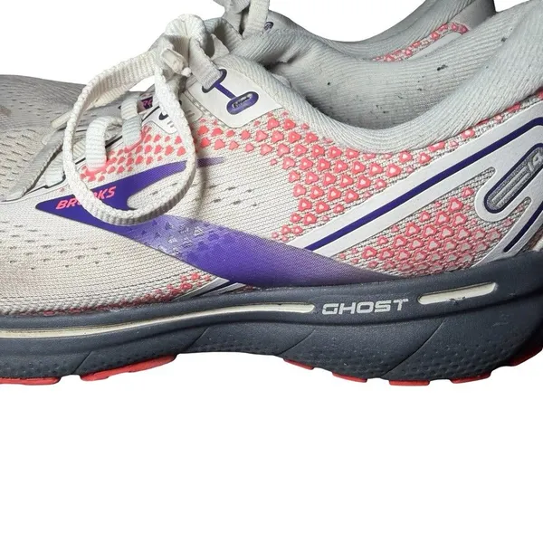Brooks Women's Ghost 14 Running Shoe - White/Purple/Coral Size 7.5 - Image 10