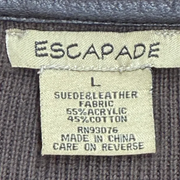 Vtg 90s Mixed Media Jacket Womens L Brown Suede Leather Escapade Boho City Girl - Image 3