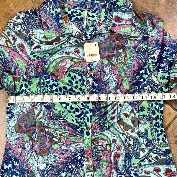 NWT Free People Paisley Animal Print Long Sleeve Button Down Large - Image 8