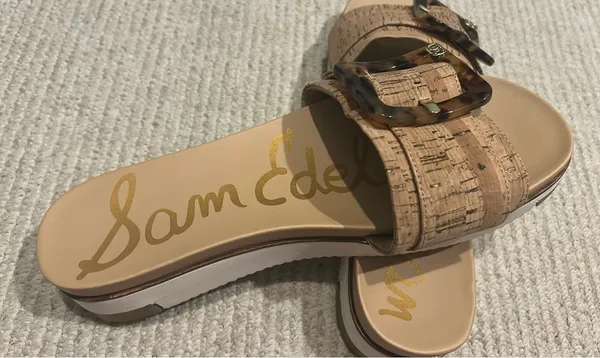 Sam Edelman Slides Cork with Tortoise Shell Buckle 9.  - Image 4