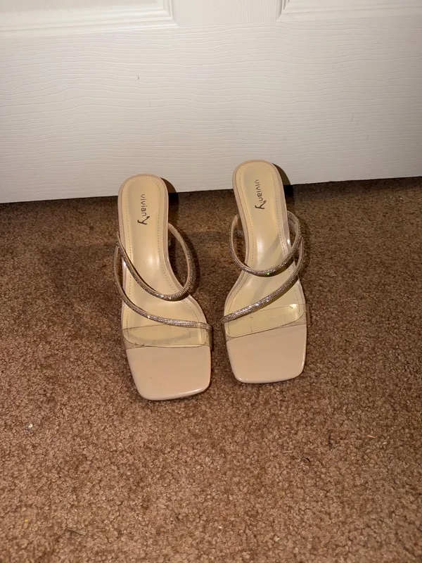 Sparkly Nude Heels Tan Size 8 - Image 2