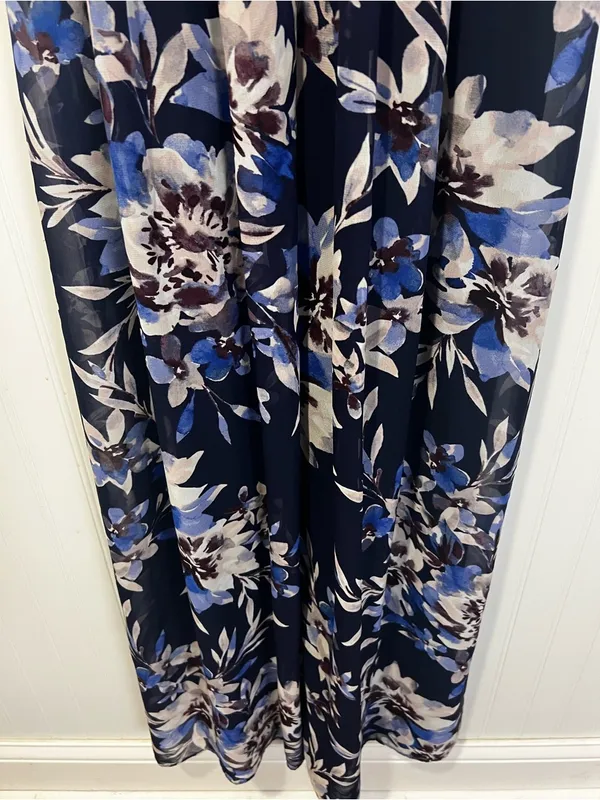 Eliza J Navy Floral Print Chiffon Halter Neck Maxi Dress size 12 NO SASH - Image 11