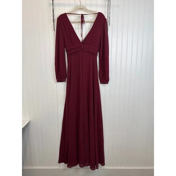 Lulus Love You So Burgundy Long Sleeve Maxi Dress Wedding Prom Holiday XS - Image 5