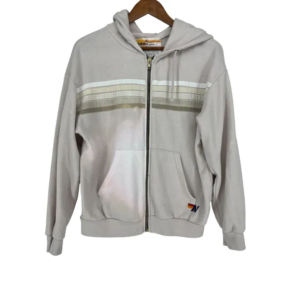 Aviator Nation 5 Stripe‎ Vintage White Hoodie Small Sweatpants Large Set - Image 3