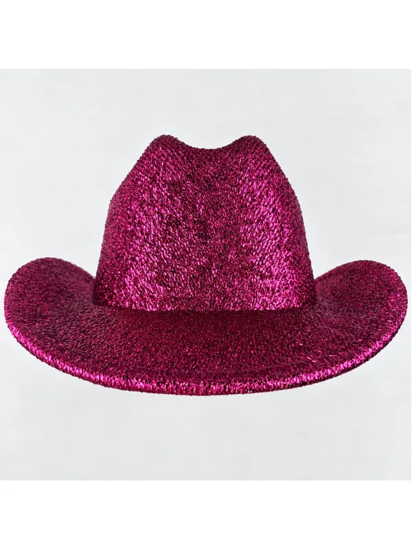 Pink Glitter Cowboy Hat Sparkly Metallic Western Costume Party Cosplay Festival - Image 3