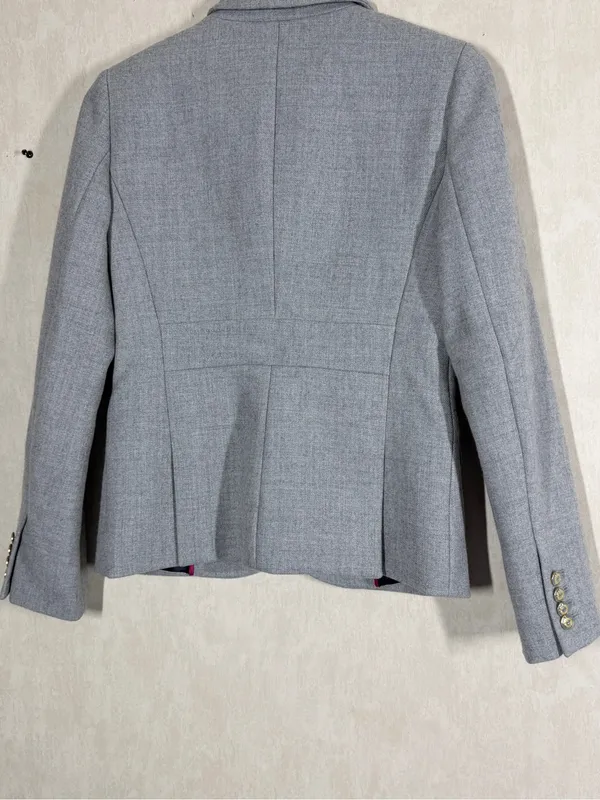 J. Crew Women’s 100% Wool Blazer Jacket Two Button Tailored in Gray 8 - Image 6