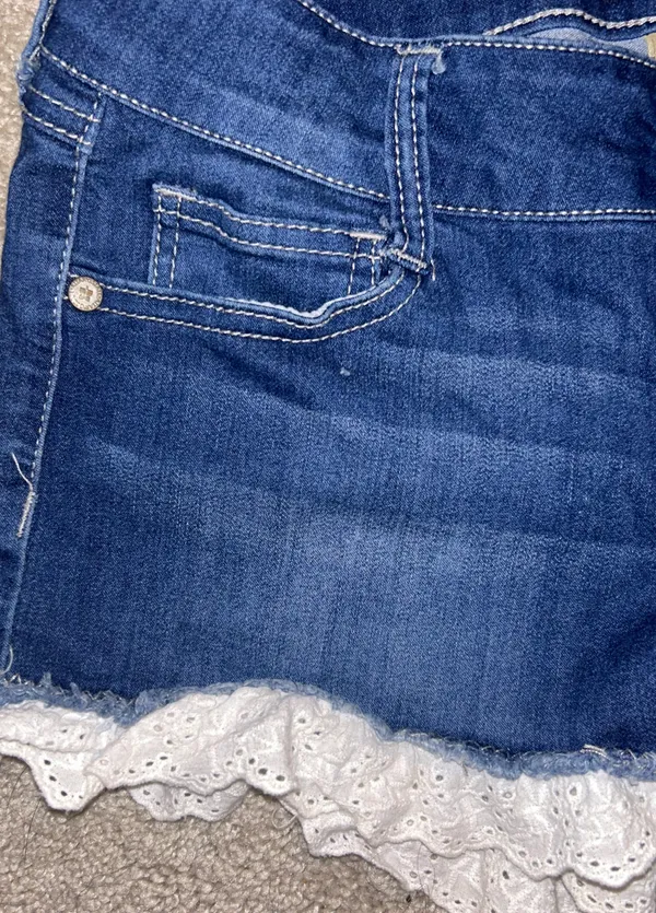 Altar'd State Denim Eyelet Lace Shorts - Image 2