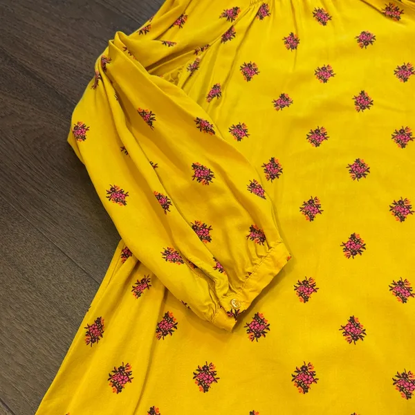 Women’s Old Navy Yellow Patterned Long Sleeve Shift Dress - Size XL C15-006 - Image 6