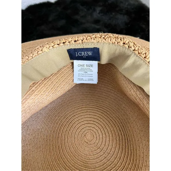 J Crew Wide Brim Sun Hat Womens‎ One Size Light Toast Packable Floppy Beach Wear - Image 2