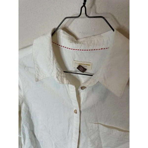 Anthropologie Pilcro and the Letterpress‎ White Seersucker Button Down Small - Image 2