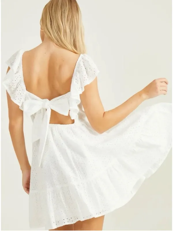 Altar’d State White Eyelet Mini Dress Women's Size L NWT - Image 8
