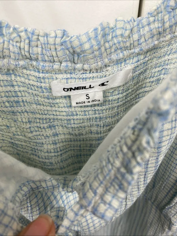 O’neill Sundress Slip Checkered Print Gingham Blue Small Spaghetti Strap Summer - Image 7
