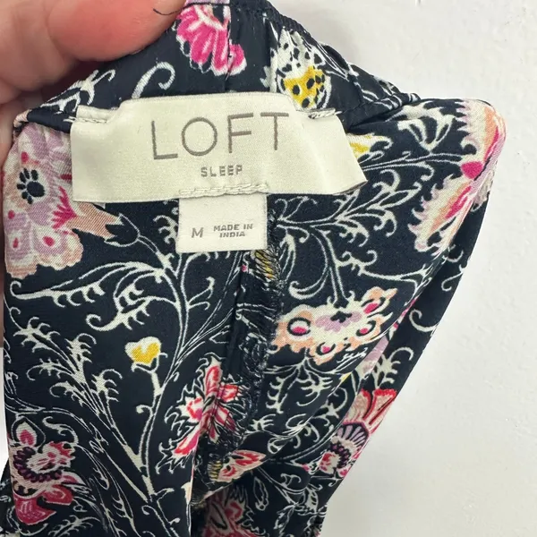 LOFT Pajama Shorts Womens Medium Navy Blue Pink Floral Sleepwear‎ Loungewear - Image 2