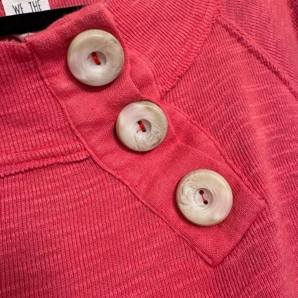 We the Free People Don't Forget Me Size Medium Coral Side Button Top Sweater - Image 3