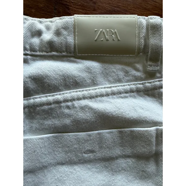 ZARA White High Rise Denim Cutoff Shorts Size 6 - Image 5
