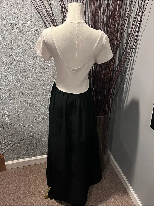 🌺A New Day Black And White Short Sleeve Maxi Dress Size Medium🌺 - Image 5