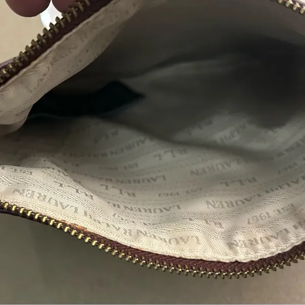 Lauren Ralph Lauren Pebbled Burgundy Crossbody with Gold Hardware-Excellent - Image 6