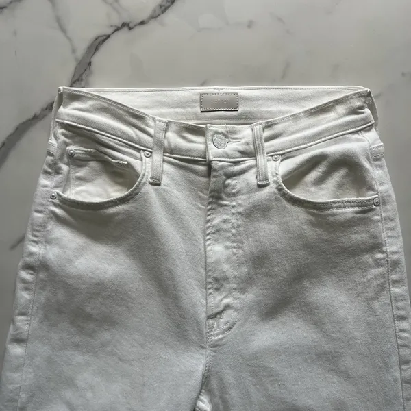 Mother Denim White High Waisted Rider Ankle Jeans Fairest Of Them All Size 26 - Image 6