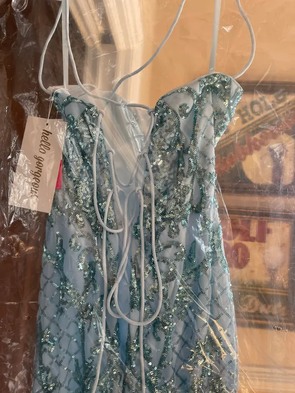 Blue Shimmer Prom Dress - Image 5