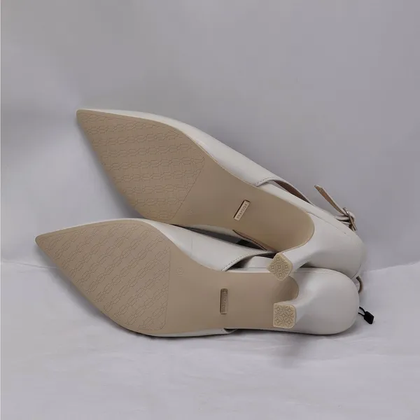 Frankie4 Womens Gigi Pumps Sz 10 Ivory Leather Pointed Toe Heels Wedding Party - Image 8