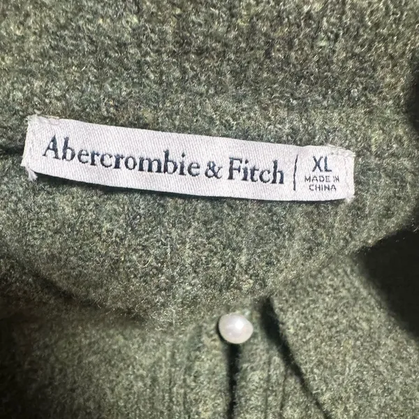 Abercrombie & Fitch Pearl Button Collared Cardigan in green XL NWT - Image 4
