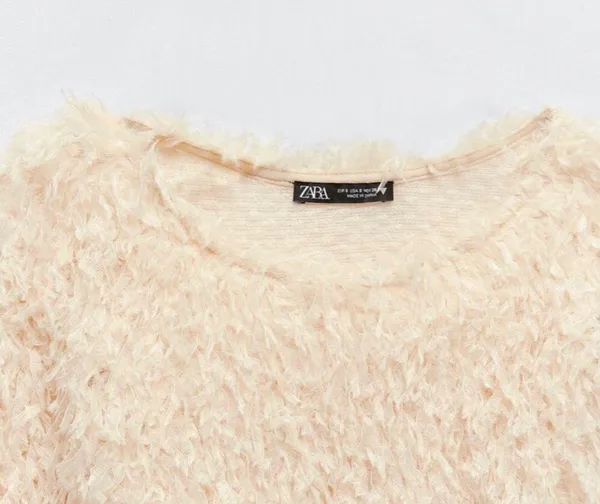 Beige Feather Effect Sweatshirt Sweater Top - Image 10