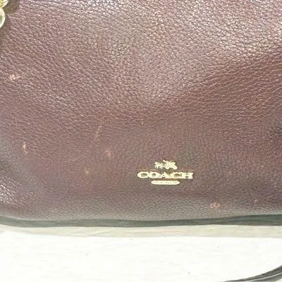 COACH‎ TURNLOCK Chain Tote 27 Zip Top Leather Shoulder Bag 57107 Oxblood - Image 2