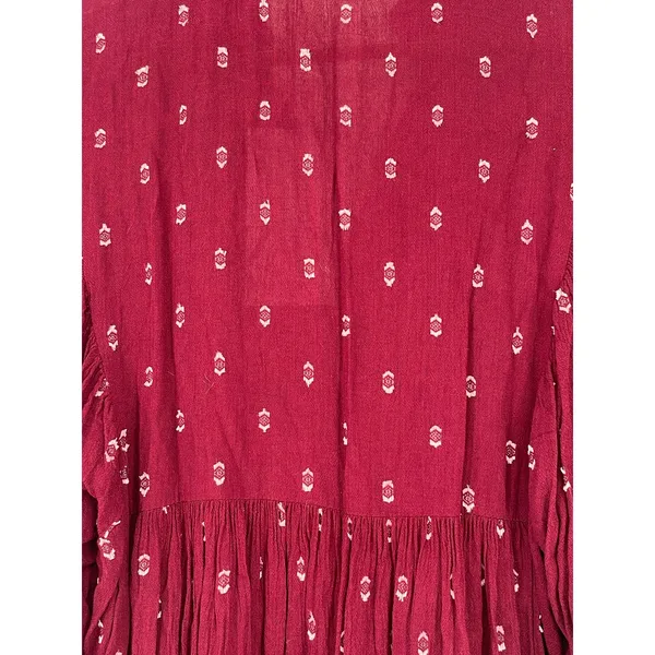 NWT Zara‎ Boho Embroidered Tassel Mini Dress XS Wine Red Peasant - Image 8