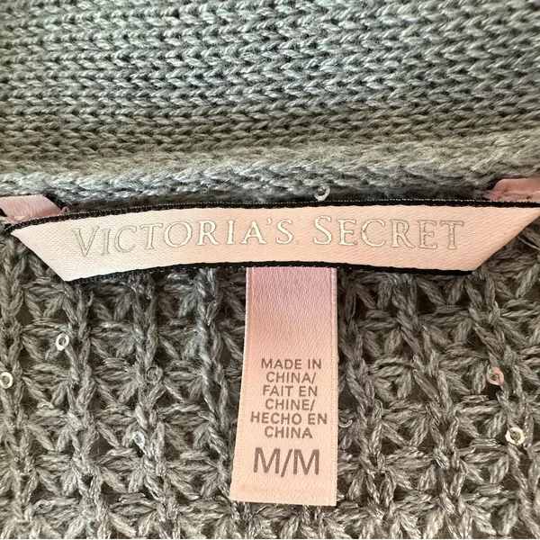 Victorias Secret: Gray Sequined Knit Cardigan - Image 2