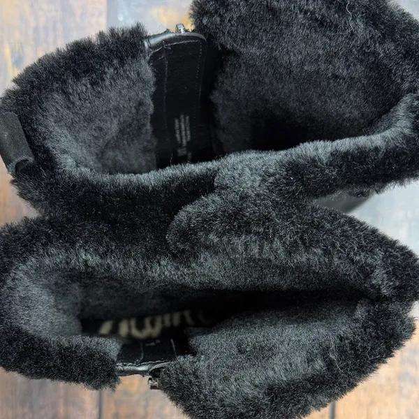 Sam Edelman Jailyn Black Suede Faux Fur Lined Mid-Calf Lug Sole Moto Boots 9.5M - Image 7