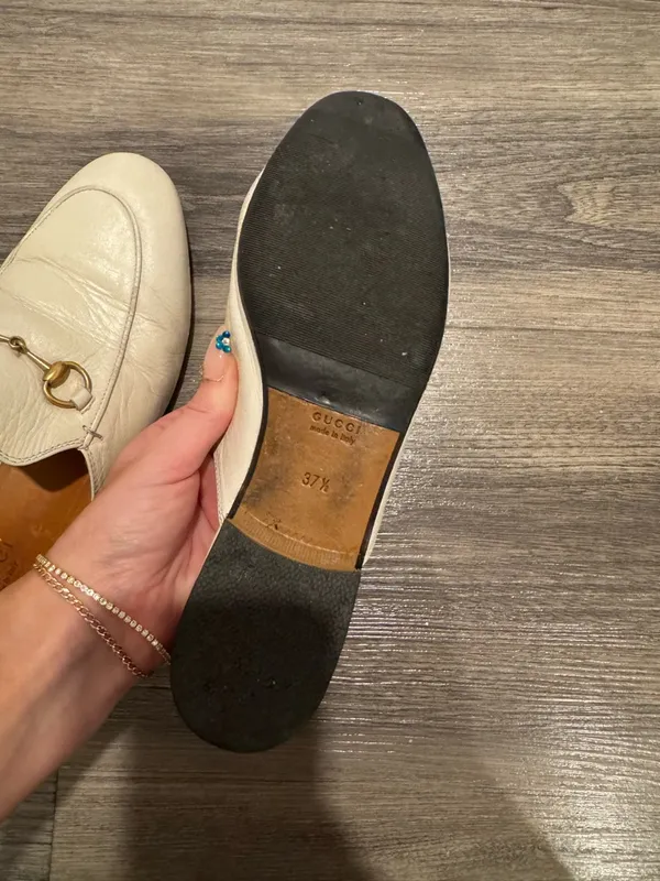 Gucci Princetown Horsebit Slipper Loafer in White Size 37.5 (7.5) - Image 7