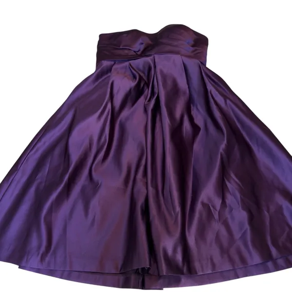 Bill Levkoff Purple Satin Strapless Sweetheart Dress Size 10 Formal Wedding EUC - Image 9